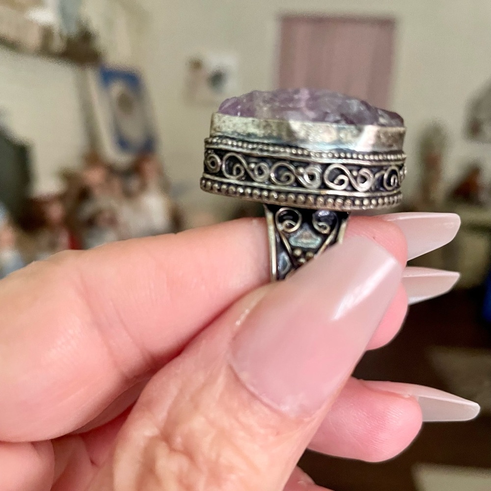 Raw Amethyst Sterling Silver Ring - image 4
